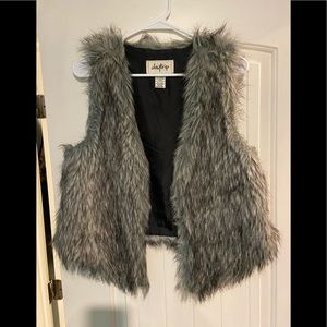 Faux fur fashion vest - gray/silver